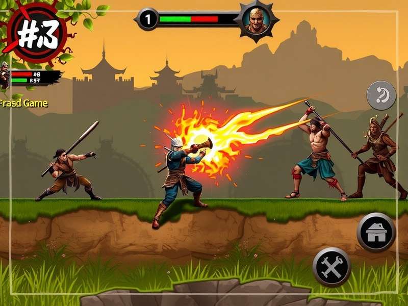 Bengal Samurai Heroes gameplay screenshot showing a warrior battling enemies